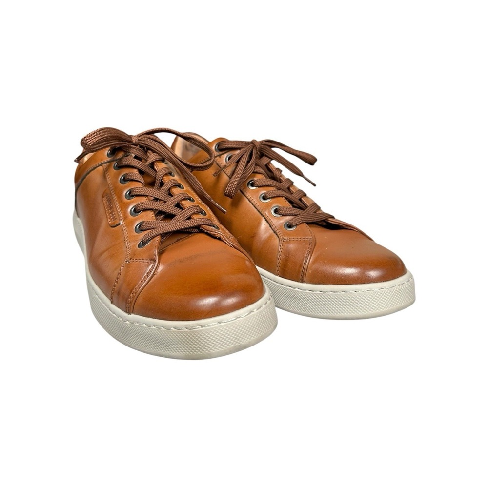 Kenneth Cole New York Laron Sneaker Men's 10 Cognac Brown Leather Casual Shoes
